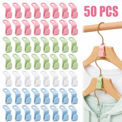50/5Pcs Clothes Hanger Hooks Space Saving Closet Connector Hook Cascading Hanger Plastic Extender Clips Wardrobe Coat Organizer